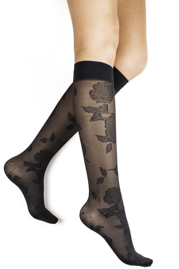 Rejuva Sheer Knee Highs - Floral Rejuva Sheer Knee Highs - Floral